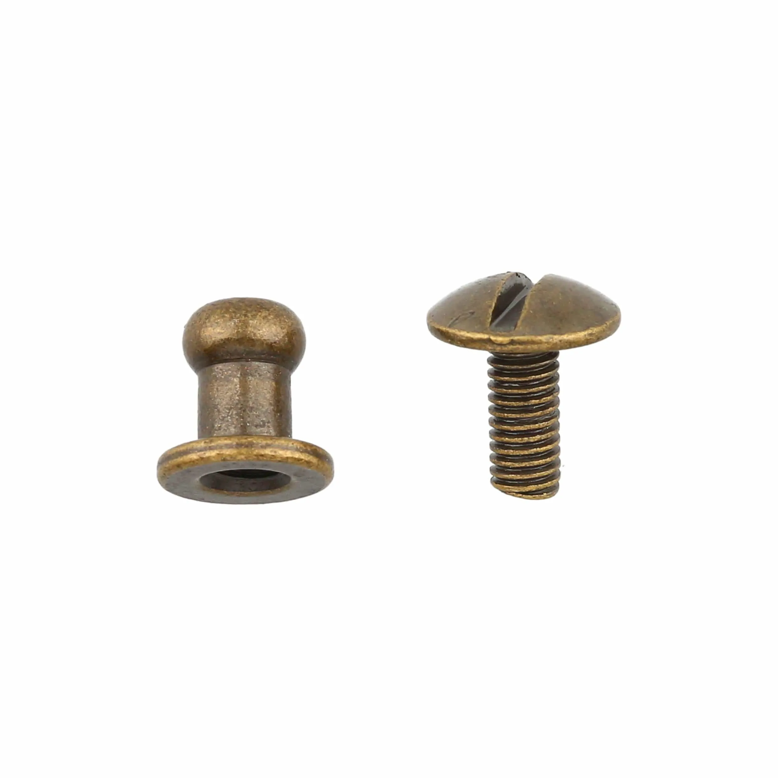 7mm, Antique Brass, Small Collar Button Stud with Screw, Solid Brass - PK5, #P-2712-ANTB