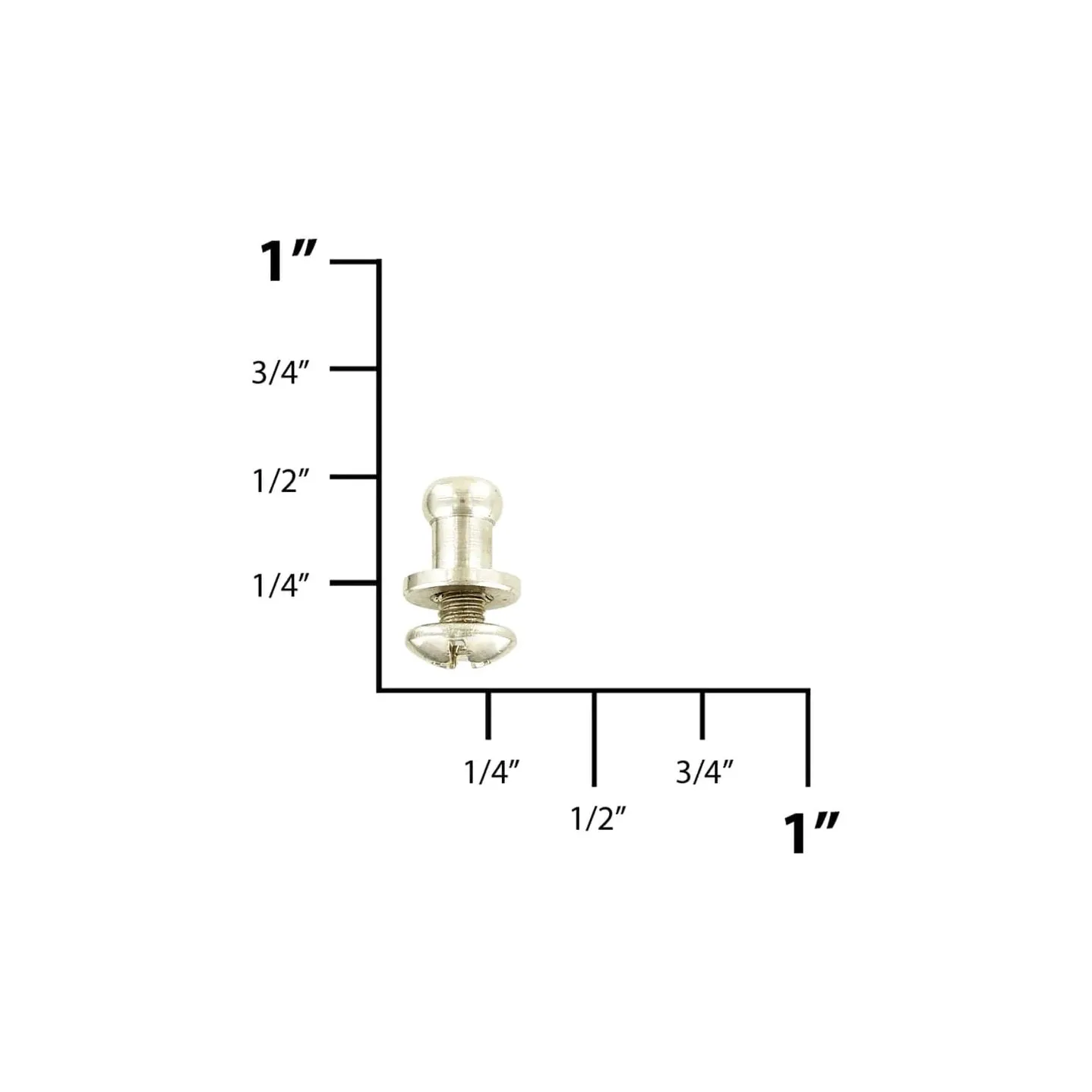 7mm, Nickel, Small Collar Button Stud with Screw, Solid Brass - PK5, #P-2712-SBN