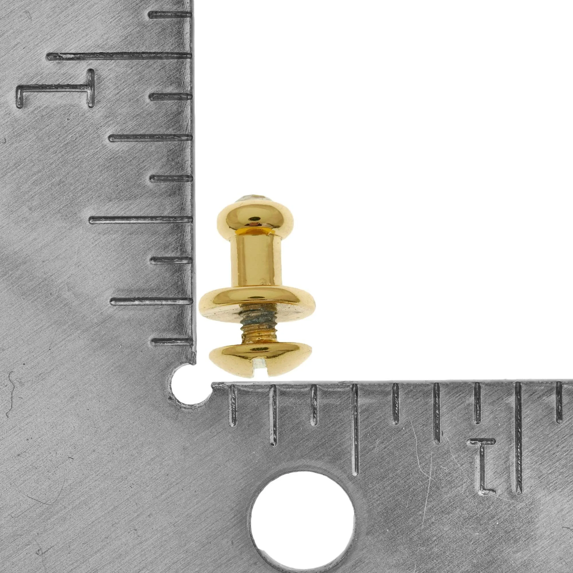 9.5mm, Shiny Gold, Rinestone Collar Button Stud with Screw, Zinc Alloy - PK5, #P-2577-GOLD