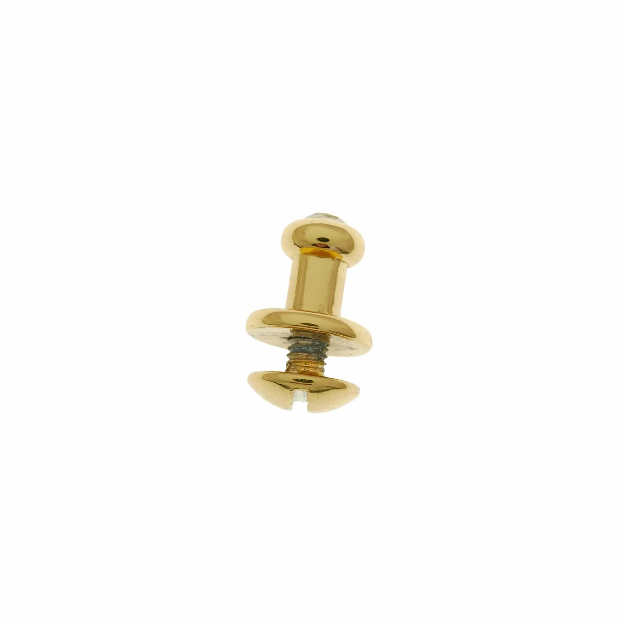 9.5mm, Shiny Gold, Rinestone Collar Button Stud with Screw, Zinc Alloy - PK5, #P-2577-GOLD