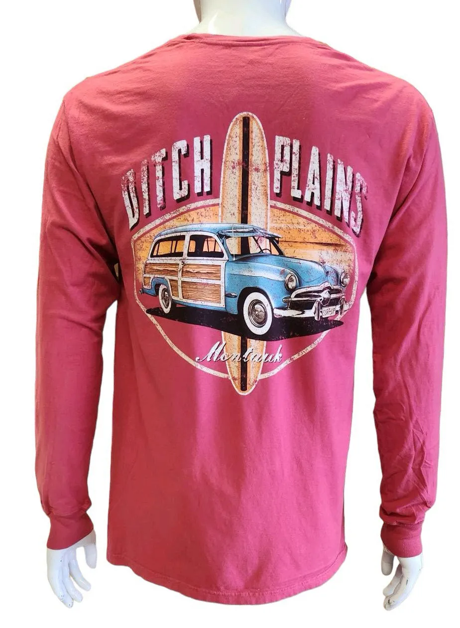 Adult Unisex Wild West Ditch Plains Montauk Screen Printed Long Sleeve T-Shirt
