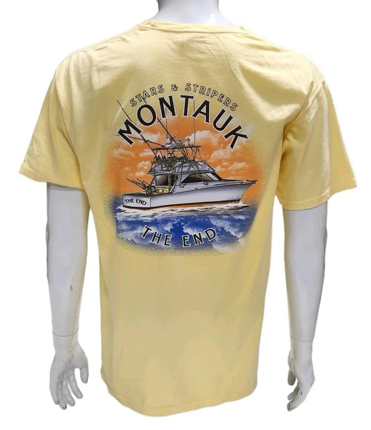 Adult Unisex Wild West Stars & Stripers Montauk The End Screen Printed Short Sleeve T-Shirt