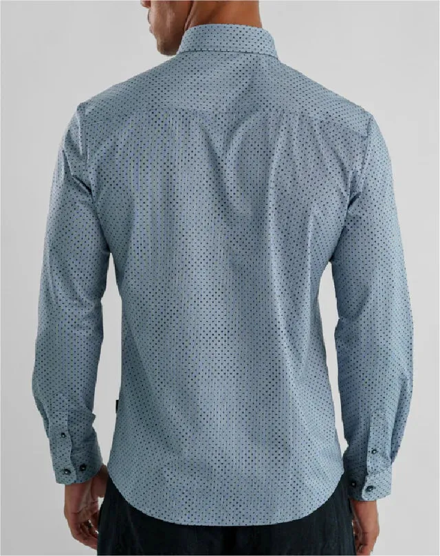 Apex Medium Blue Micro Dot Long Sleeve Shirt