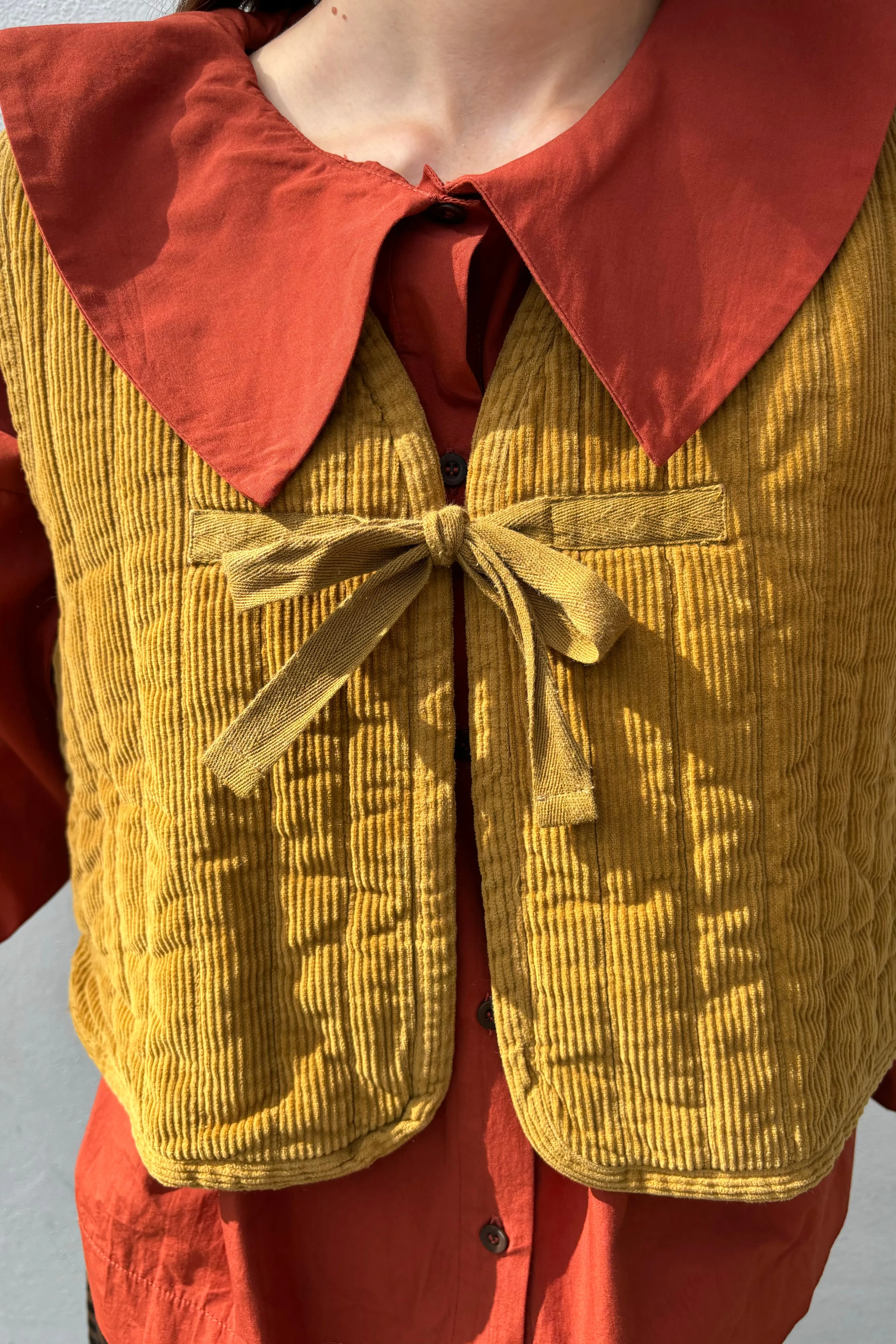 Beaumont Organic Evergreen Ochre Cord Gilet