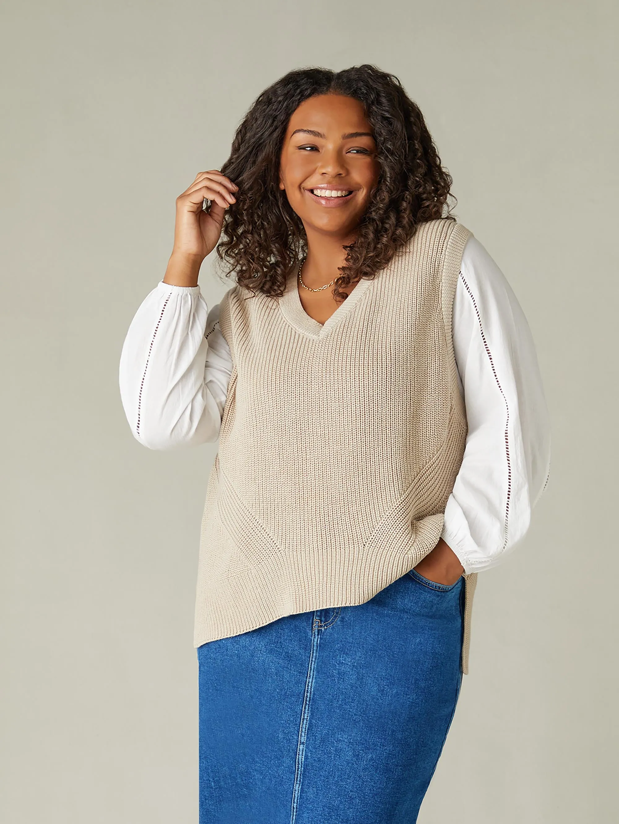 Beige Knitted Vest