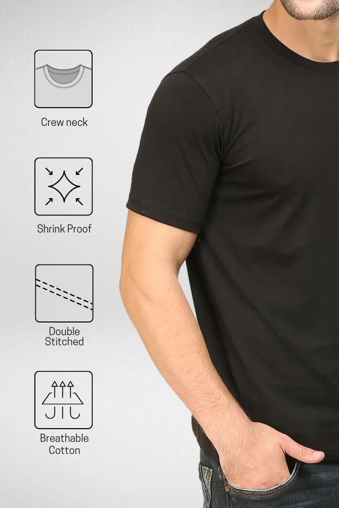 Black and Bottle Green Plain T-shirts Combo for Men