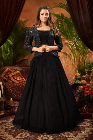 Black Gharara Pant Ladies Suit