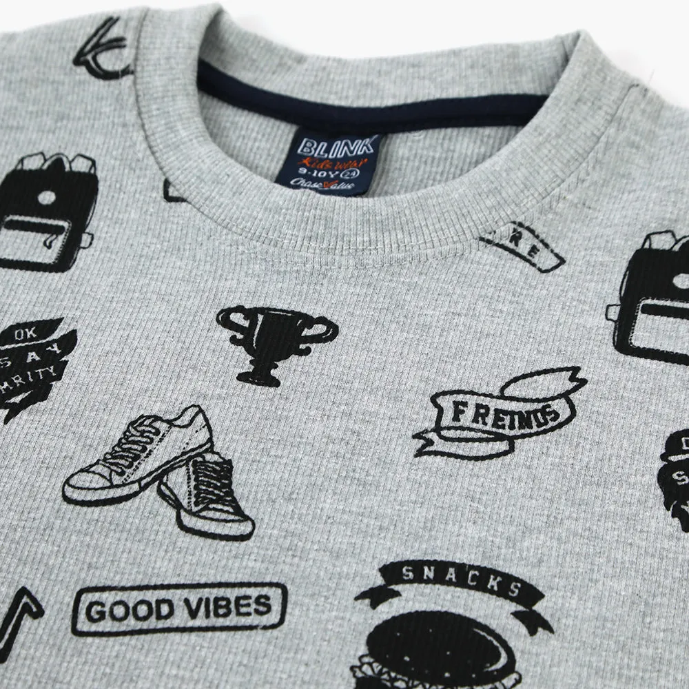 Boys Full Sleeves Sweater - Light Grey