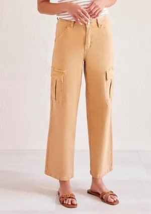 Brooke Hugging Wide Leg Jeans with Cargo Pockets
