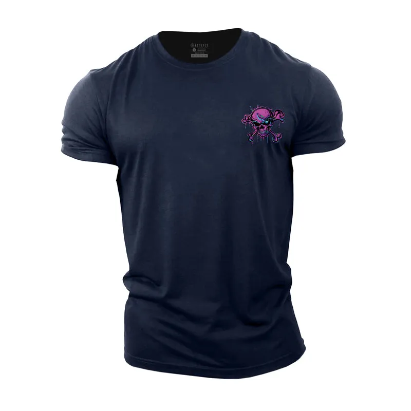Colorful Skull Graphic Men's Fitness T-shirts