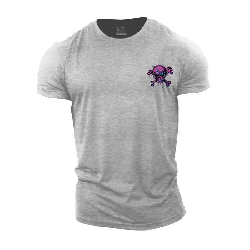 Colorful Skull Graphic Men's Fitness T-shirts