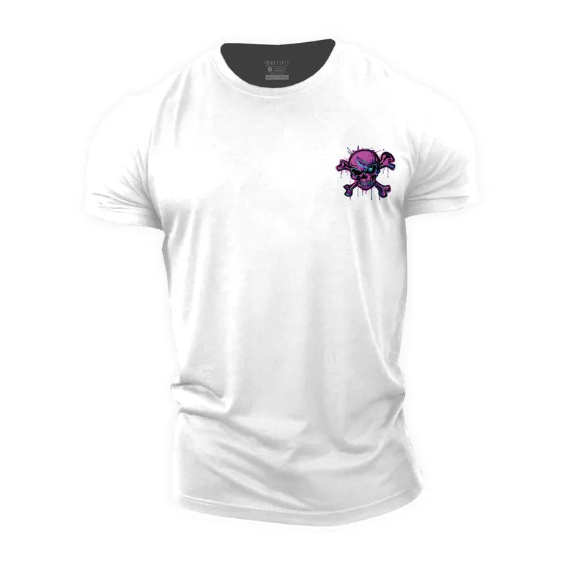 Colorful Skull Graphic Men's Fitness T-shirts