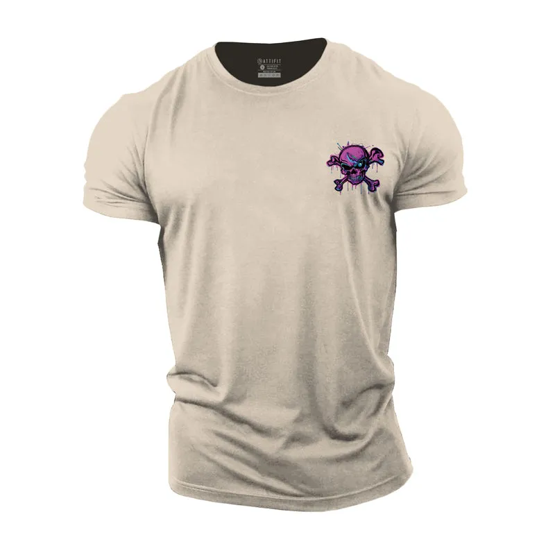 Colorful Skull Graphic Men's Fitness T-shirts