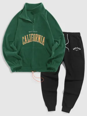 Embroidered Quarter Zip Polar Fleece Set