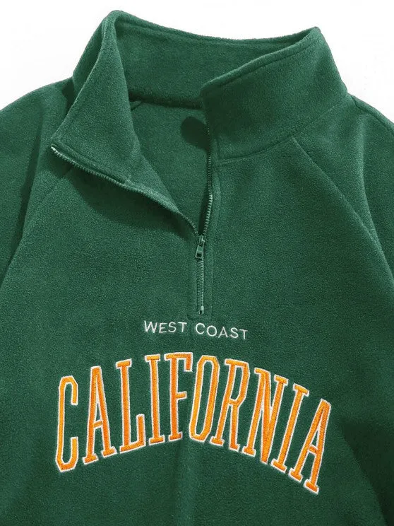 Embroidered Quarter Zip Polar Fleece Set