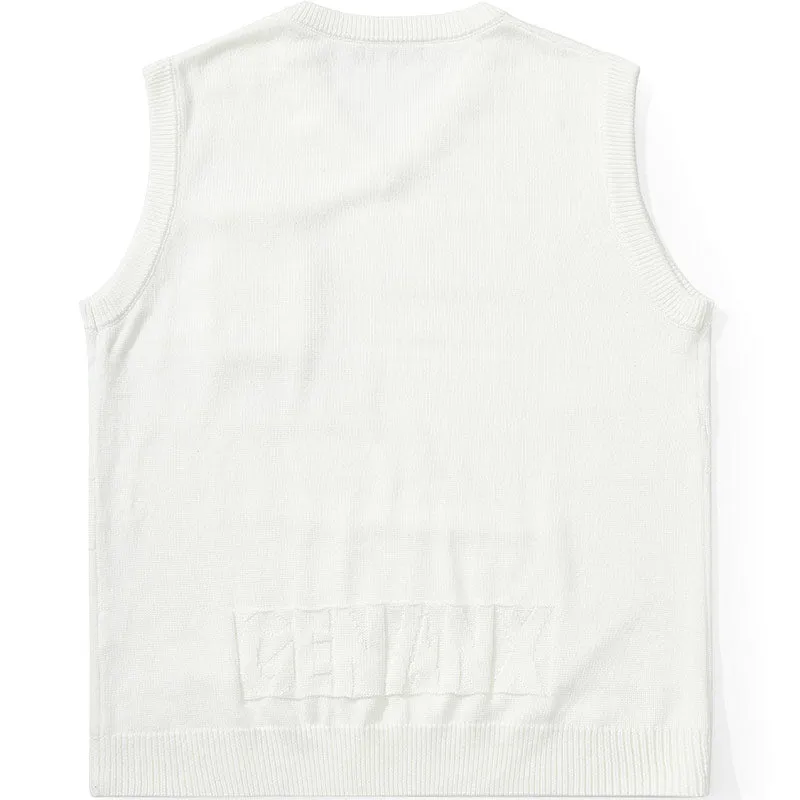 Funny Plain Letter Jacquard Laminate Vest