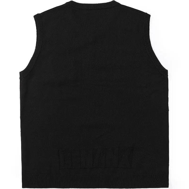 Funny Plain Letter Jacquard Laminate Vest