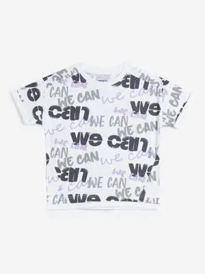 HOP Kids White Text Printed T-Shirts