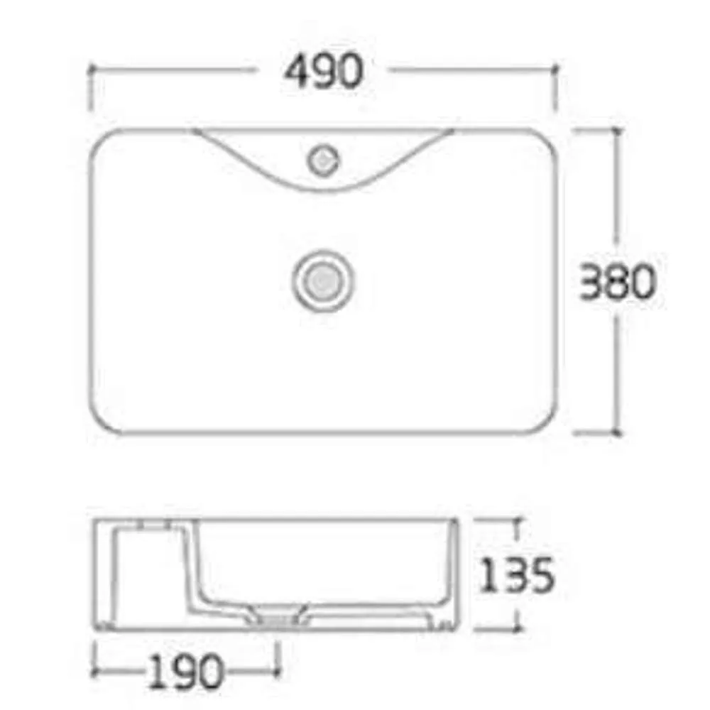 Jorford Sango Above Counter Rectangle Basin 490 x 380 x 135mm White