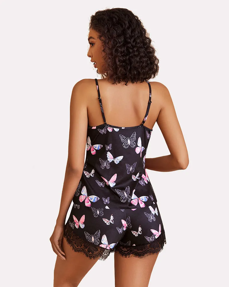 Lace Trim Short Pajama Set