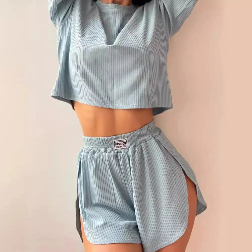 LVSANW 2024 European and American casual women's pajamas comfortable and sexy shorts loungewear suit can be worn outside