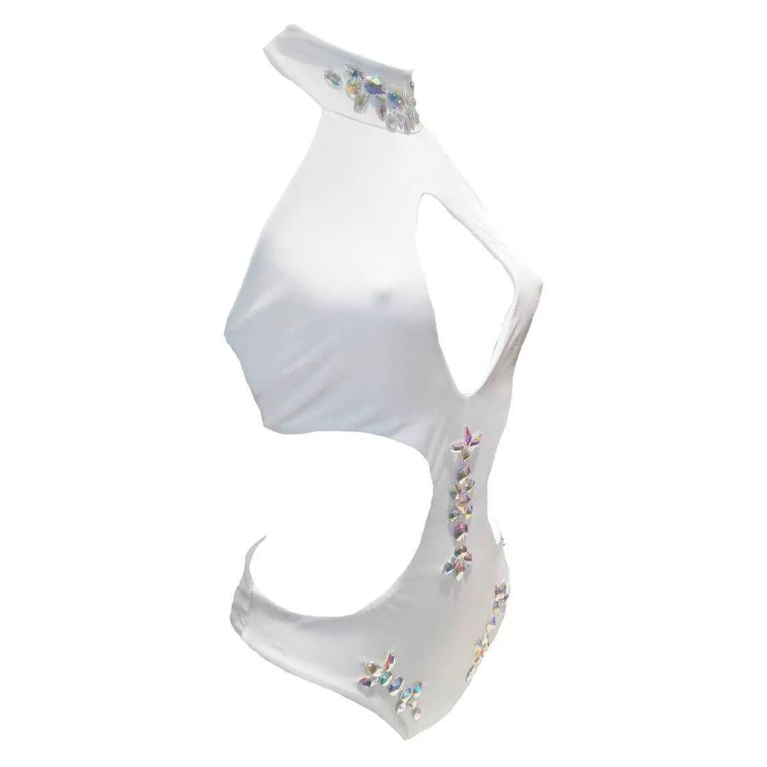 Malibu Rhinestone One Piece - White