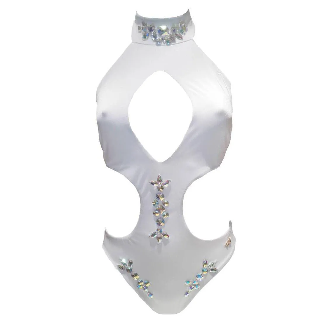 Malibu Rhinestone One Piece - White