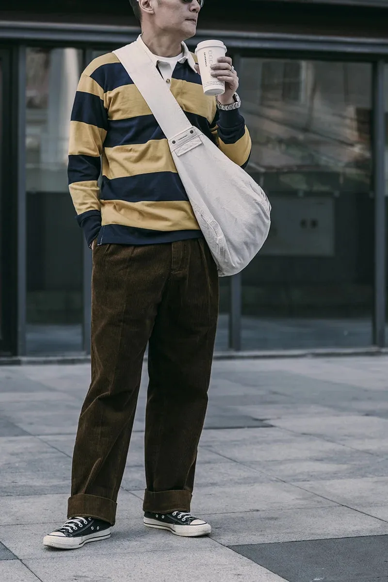 Men's Long Sleeve Polo Shirts Ivy Casual Stripes T-Shirts