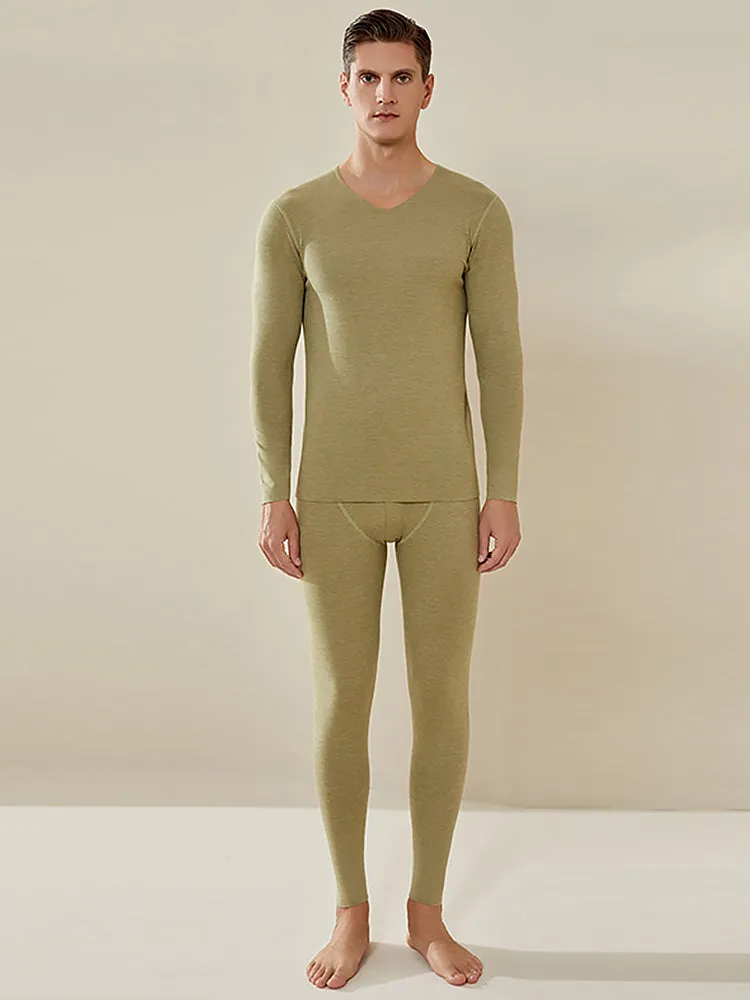 Men's Silk Wool Fiber Thermal Pajamas Sets