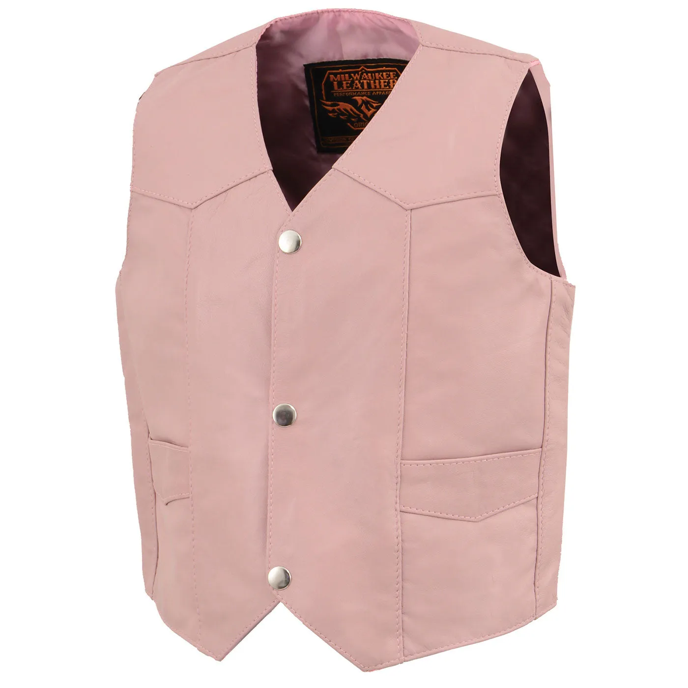 Milwaukee Leather SH2011LPNK Girls Pink Classic Three Snap Leather
