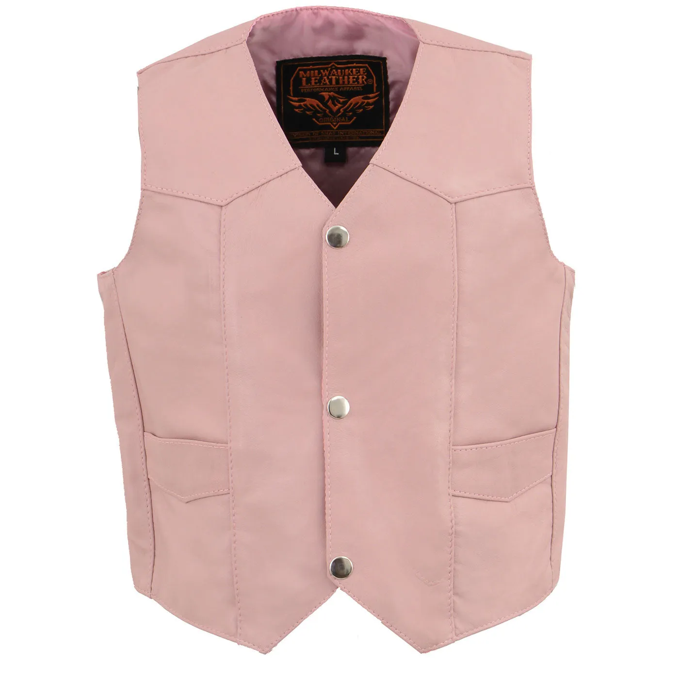 Milwaukee Leather SH2011LPNK Girls Pink Classic Three Snap Leather