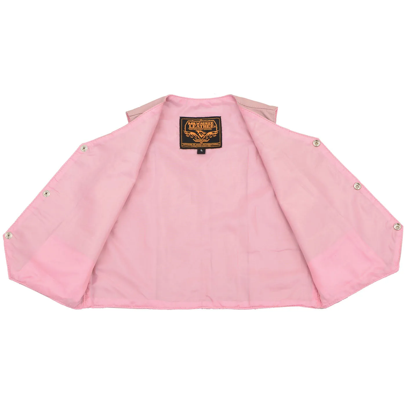 Milwaukee Leather SH2011LPNK Girls Pink Classic Three Snap Leather