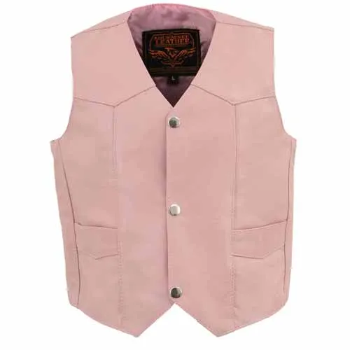 Milwaukee Leather SH2011LPNK Girls Pink Classic Three Snap Leather