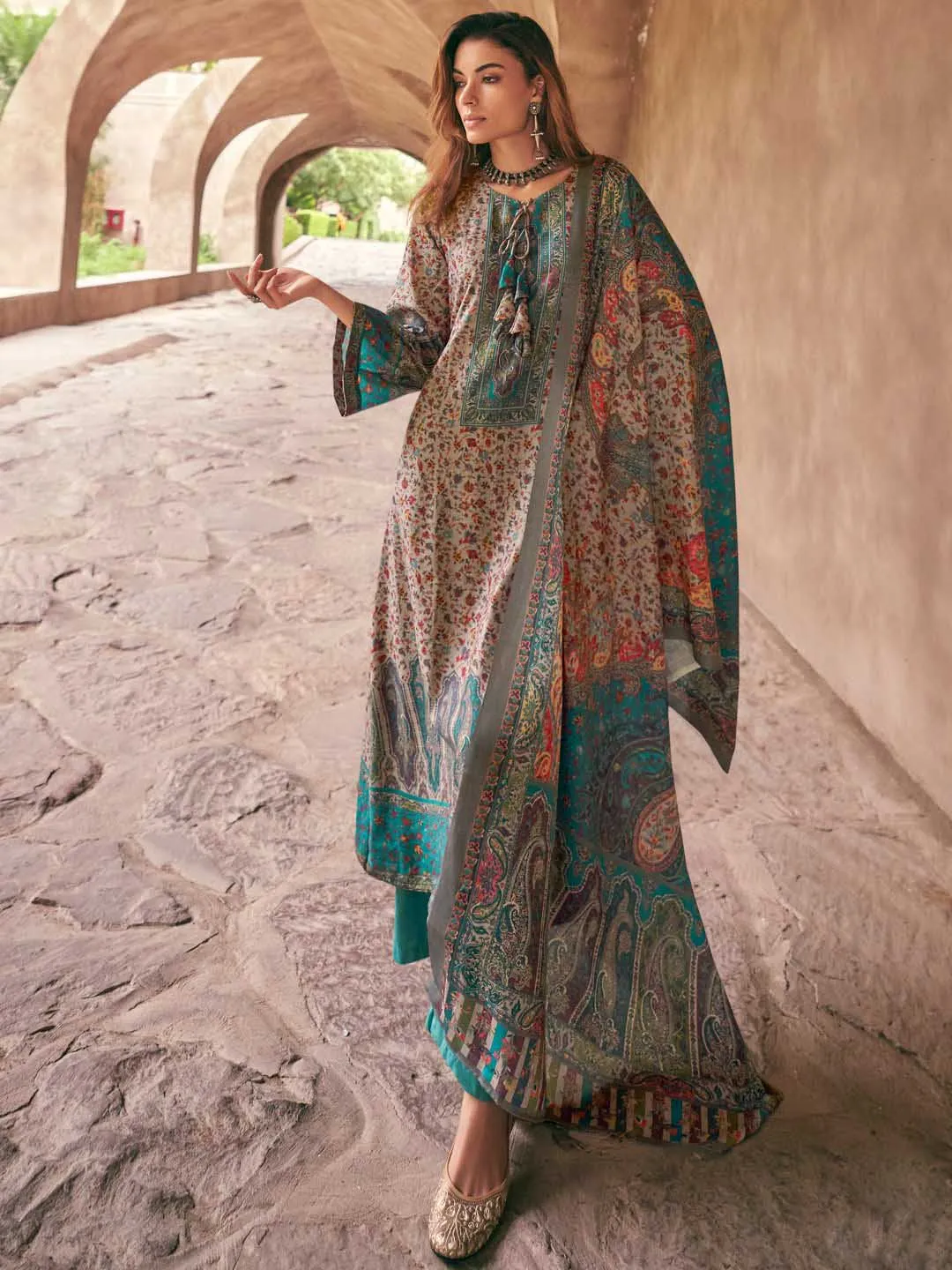 Mumtaz Arts Ethnic Lawn Cotton Unstitched Suit Dress Material for Women
