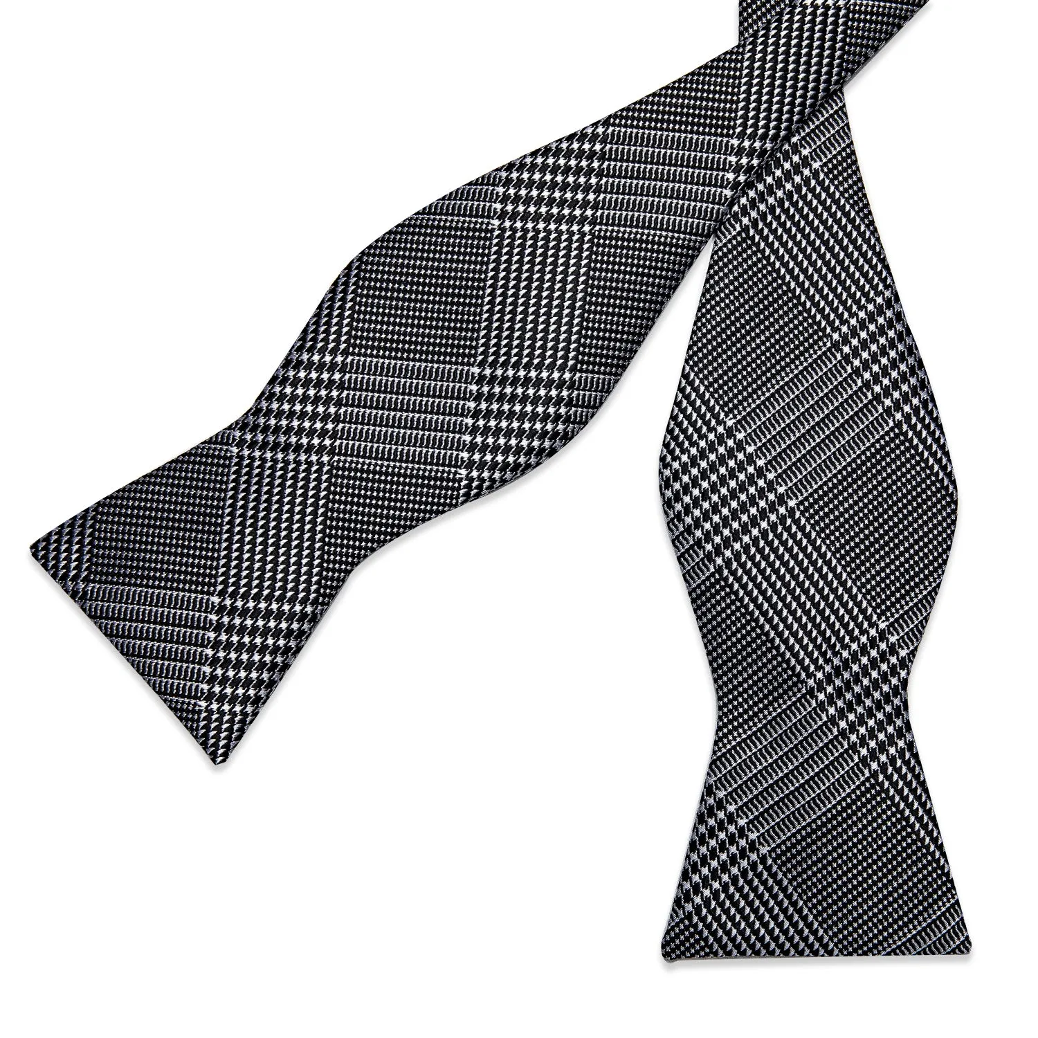 Novelty Houndstooth Self-Bowtie Pocket Square Cufflinks Set