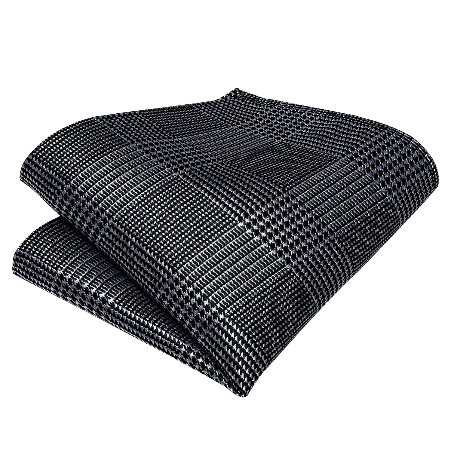 Novelty Houndstooth Self-Bowtie Pocket Square Cufflinks Set