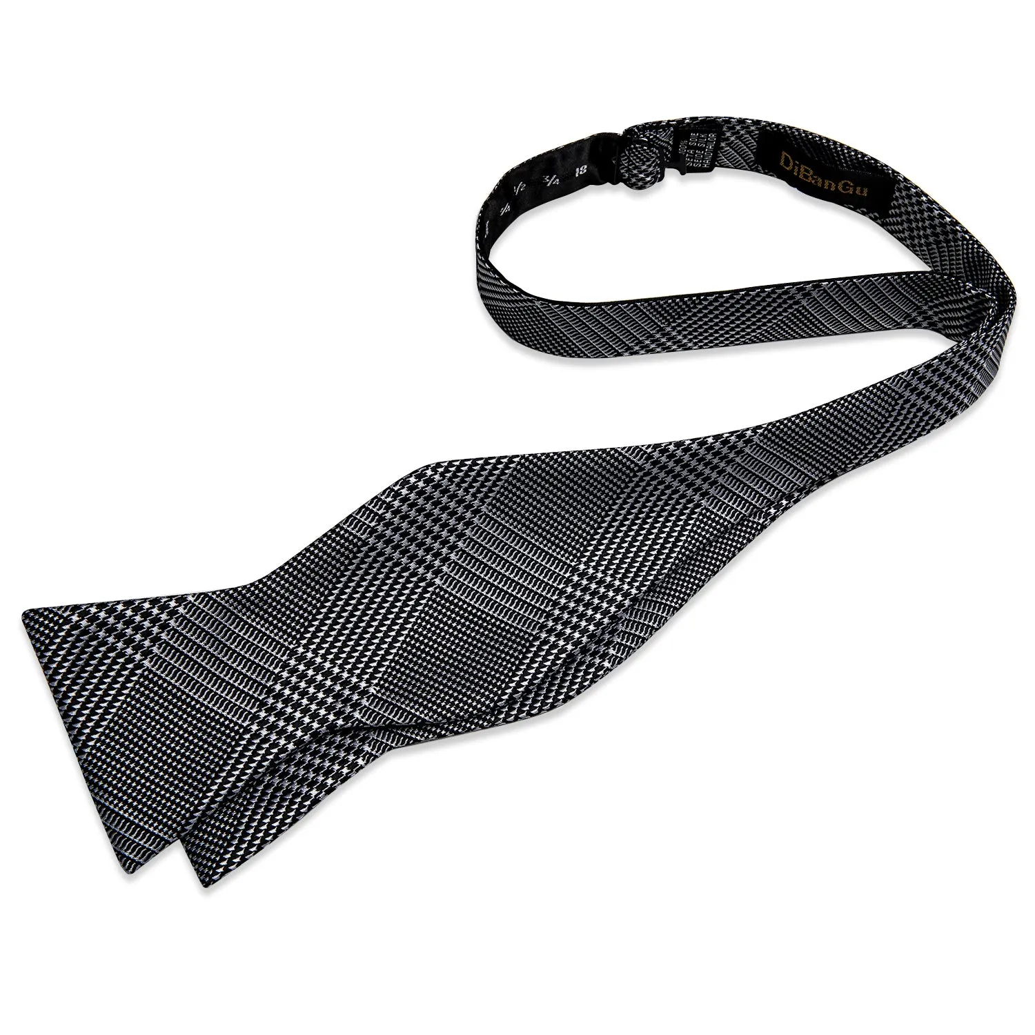 Novelty Houndstooth Self-Bowtie Pocket Square Cufflinks Set