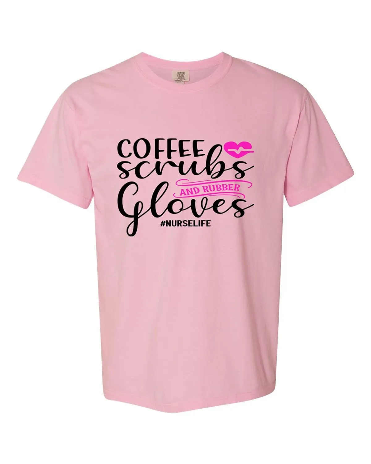 Nurse T Shirt - Coffee Scrubs and Rubber Gloves - Nurse T-Shirt for Women - Nursing Tee - Funny Nurse Gift - Nurse TShirts for Women #NursingShirts