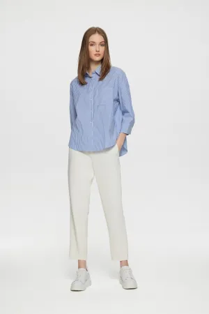 Ocean Cotton Rich Stretchable Stripe Poplin Shirt
