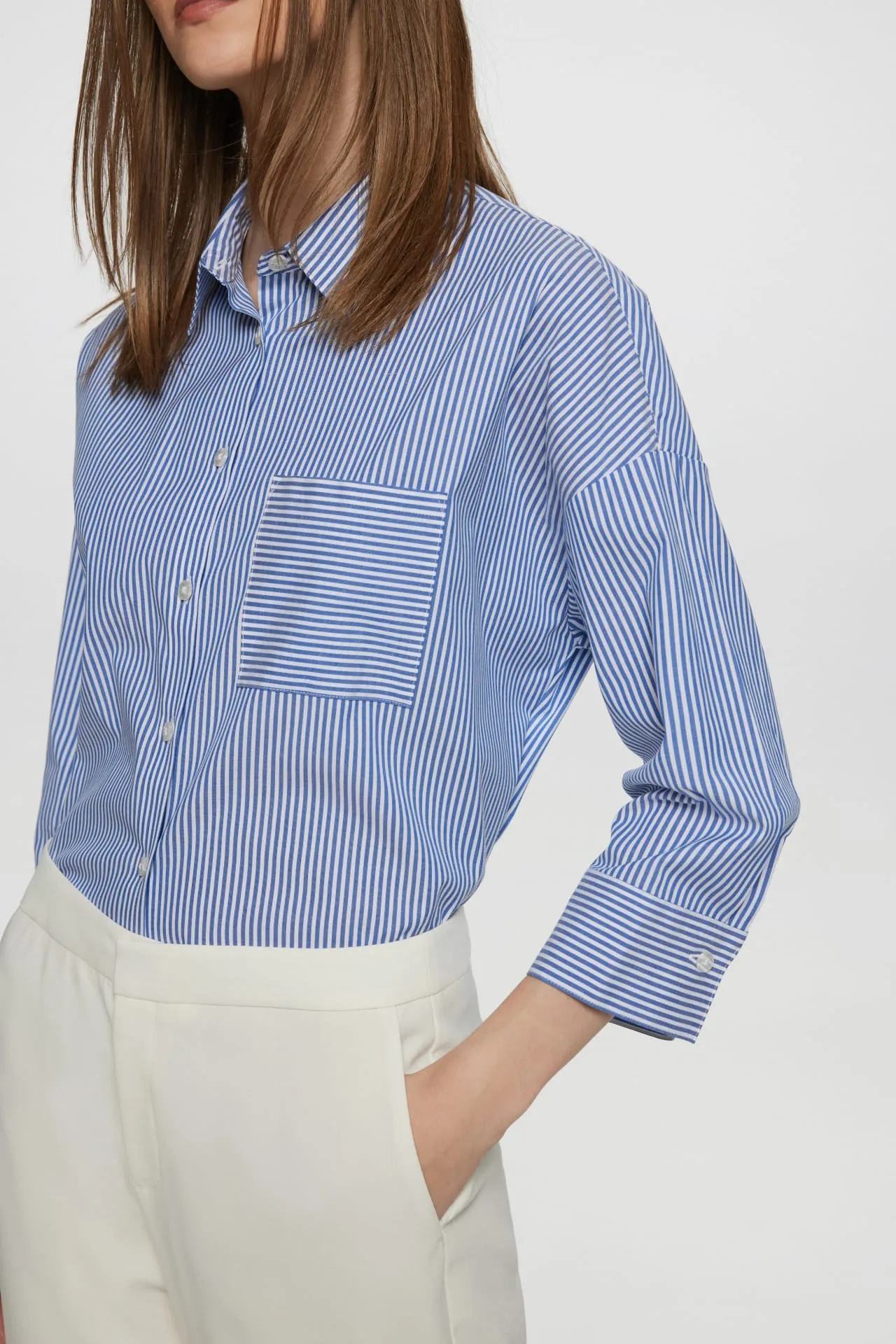 Ocean Cotton Rich Stretchable Stripe Poplin Shirt