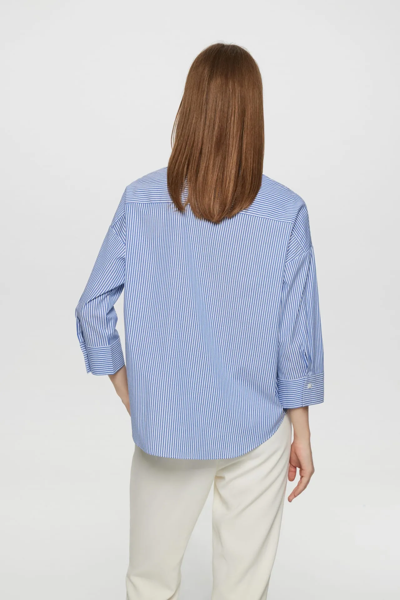 Ocean Cotton Rich Stretchable Stripe Poplin Shirt