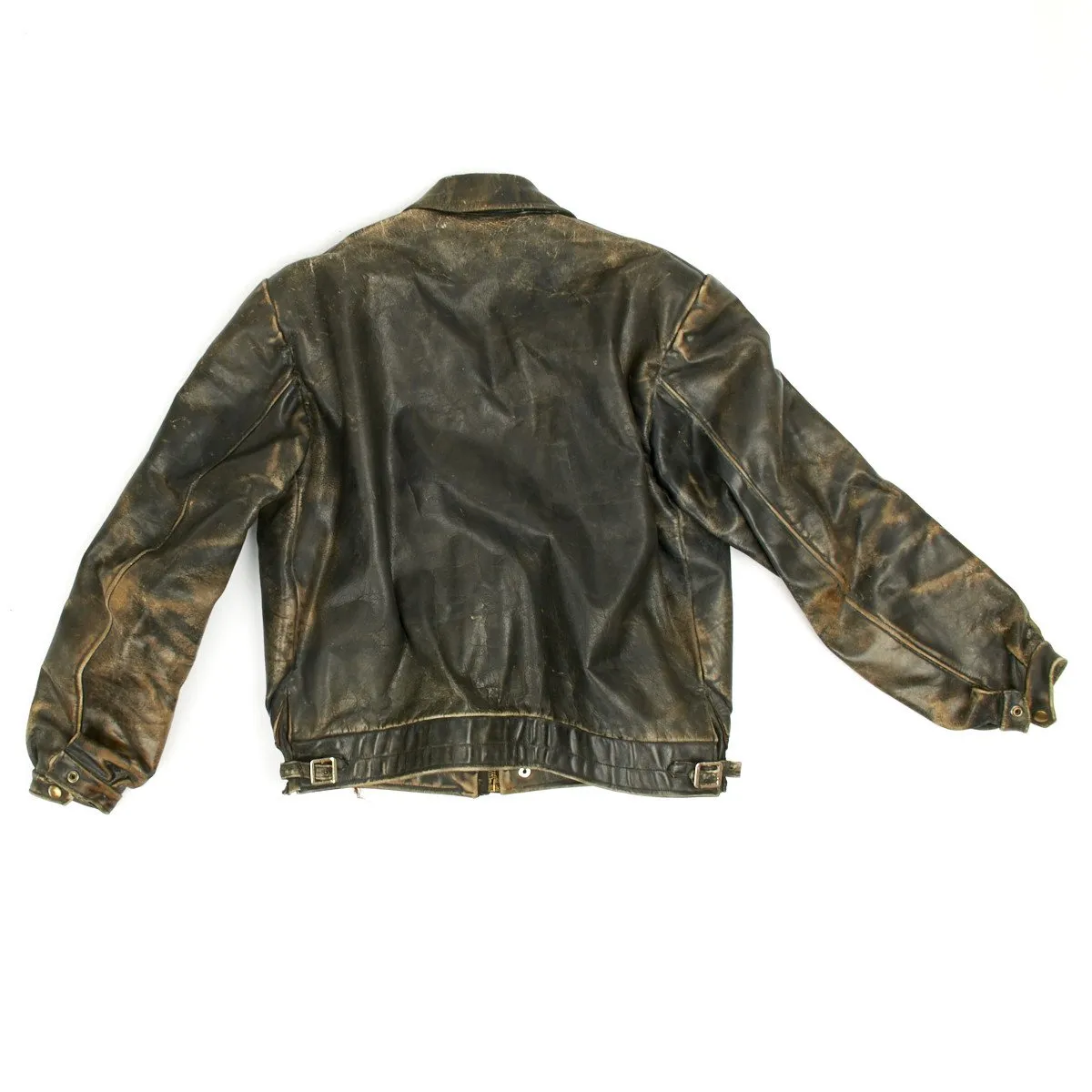 Original German WWII Luftwaffe Officer Leather Flight Jacket with Bullion Eagle