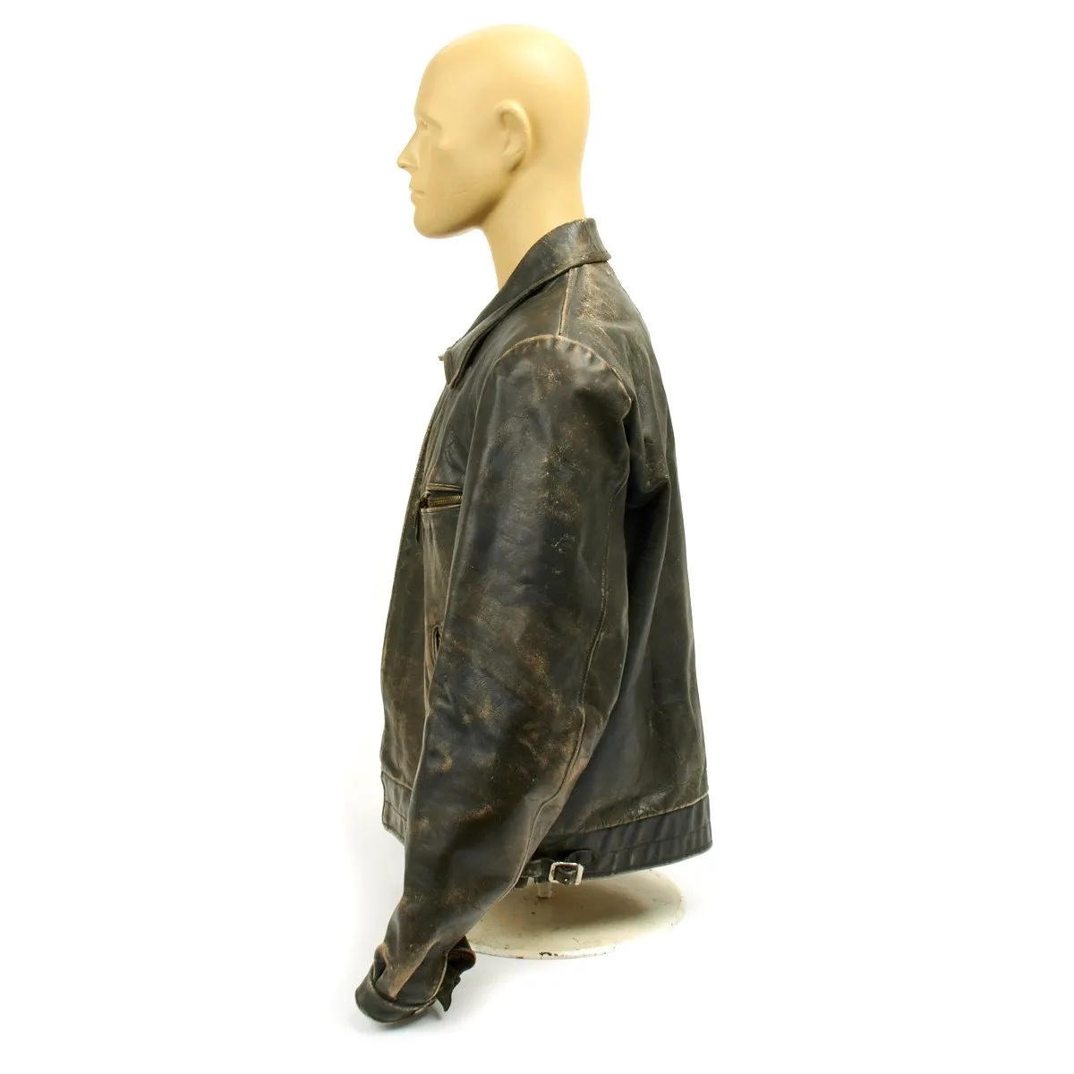Original German WWII Luftwaffe Officer Leather Flight Jacket with Bullion Eagle