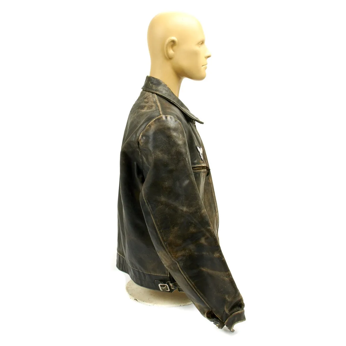 Original German WWII Luftwaffe Officer Leather Flight Jacket with Bullion Eagle