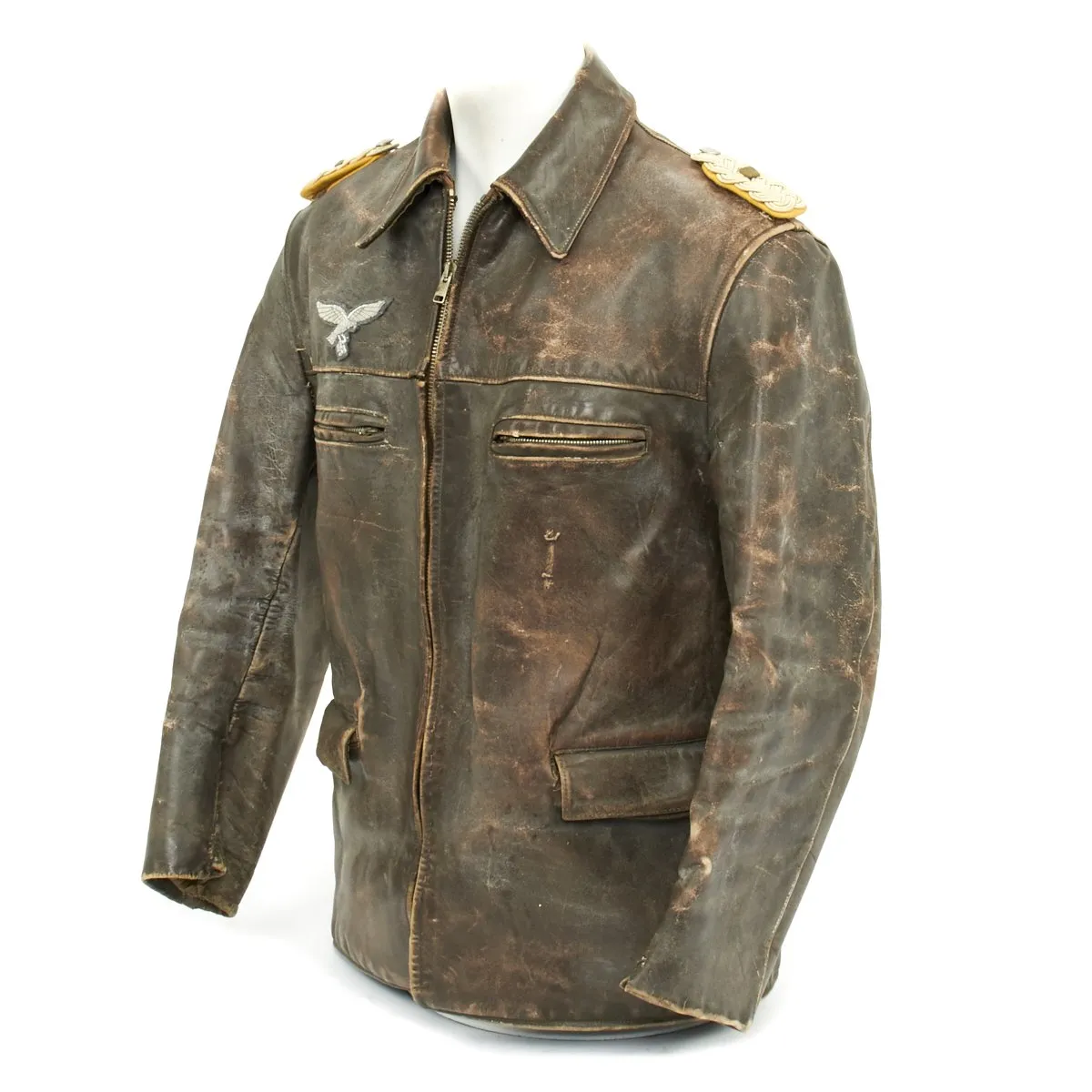 Original German WWII Luftwaffe Officer Oberstleutnant Leather Flight Jacket