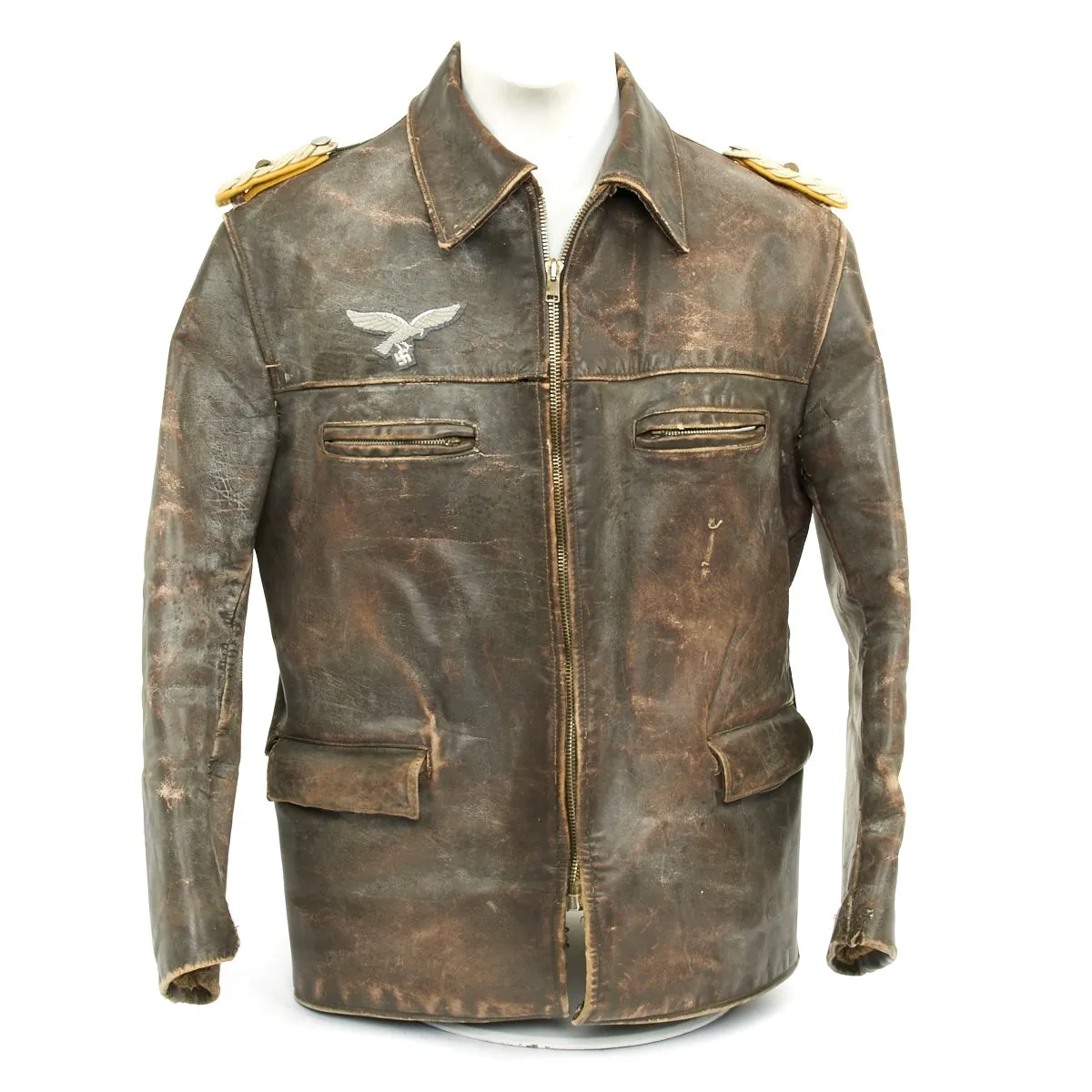 Original German WWII Luftwaffe Officer Oberstleutnant Leather Flight Jacket