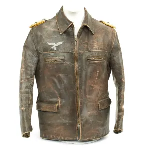 Original German WWII Luftwaffe Officer Oberstleutnant Leather Flight Jacket