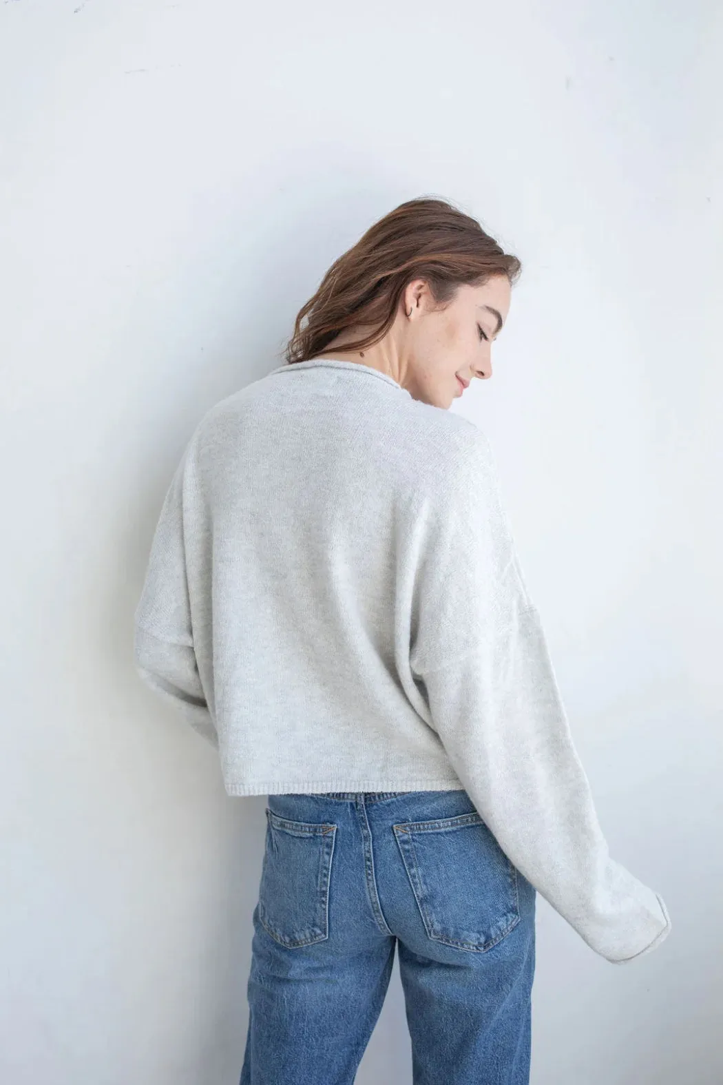 Piper Button Up Cardigan Light Grey