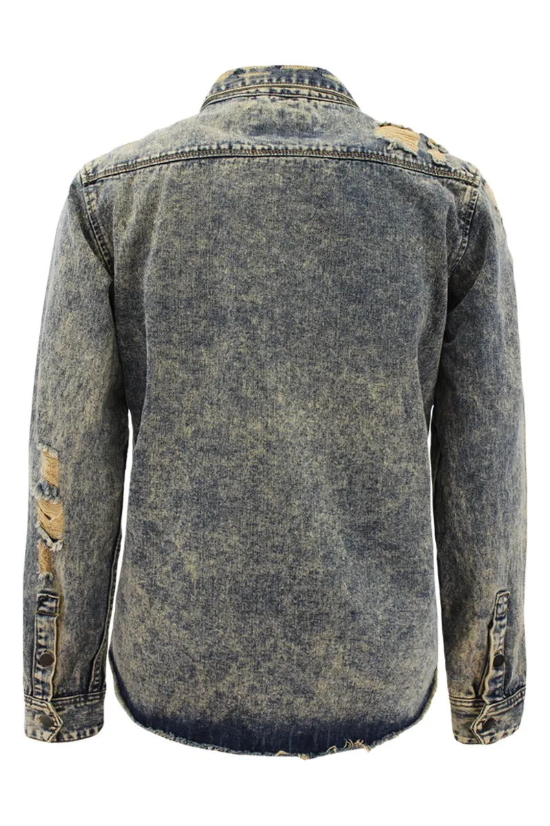 Ripped Denim Overshirt - Vintage