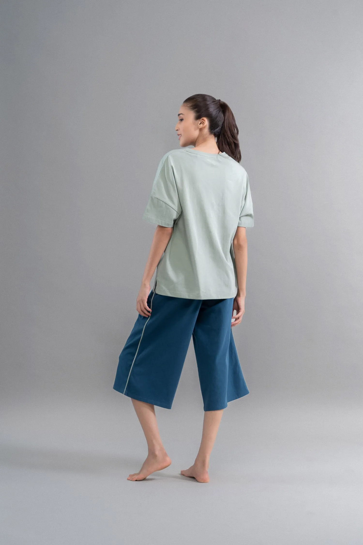 Sage Teal Cotton Culotte Set